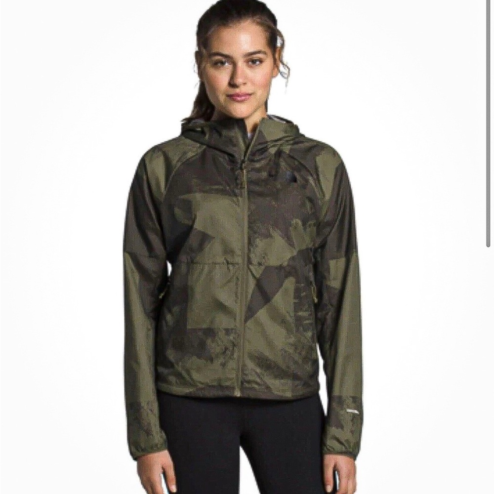 The North Face Windbreaker Flyweight Windwall Camouflage Hooded Jacket Sz M